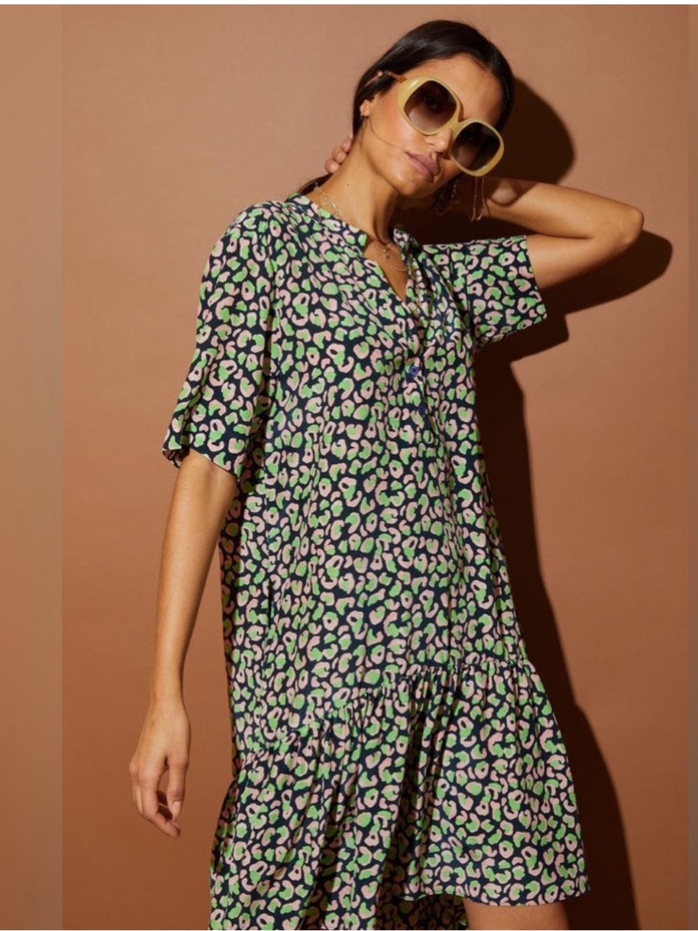 Tucker NYC Laura Midnight Leo Silk Dress Size S